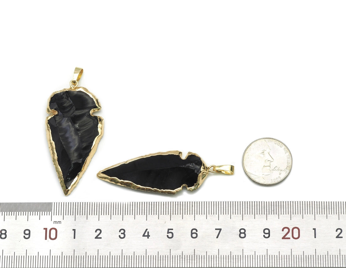 Gold Obsidian Arrow Pendant