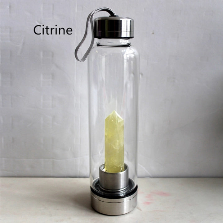 Botella de agua con infusión de cristal