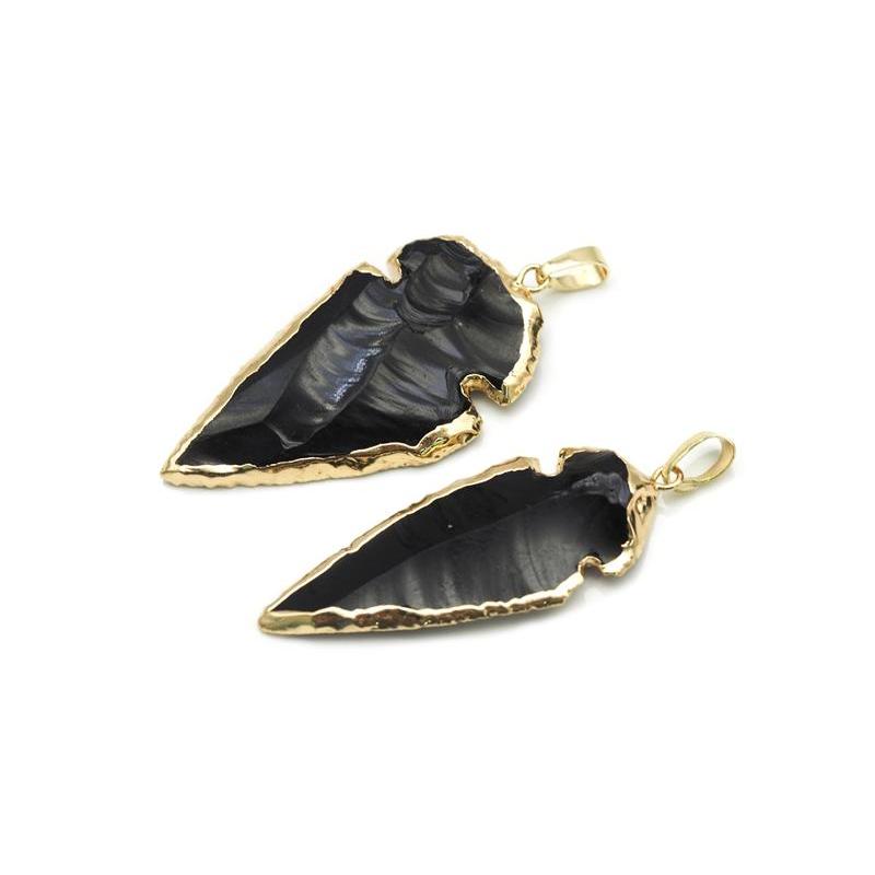 Gold Obsidian Arrow Pendant