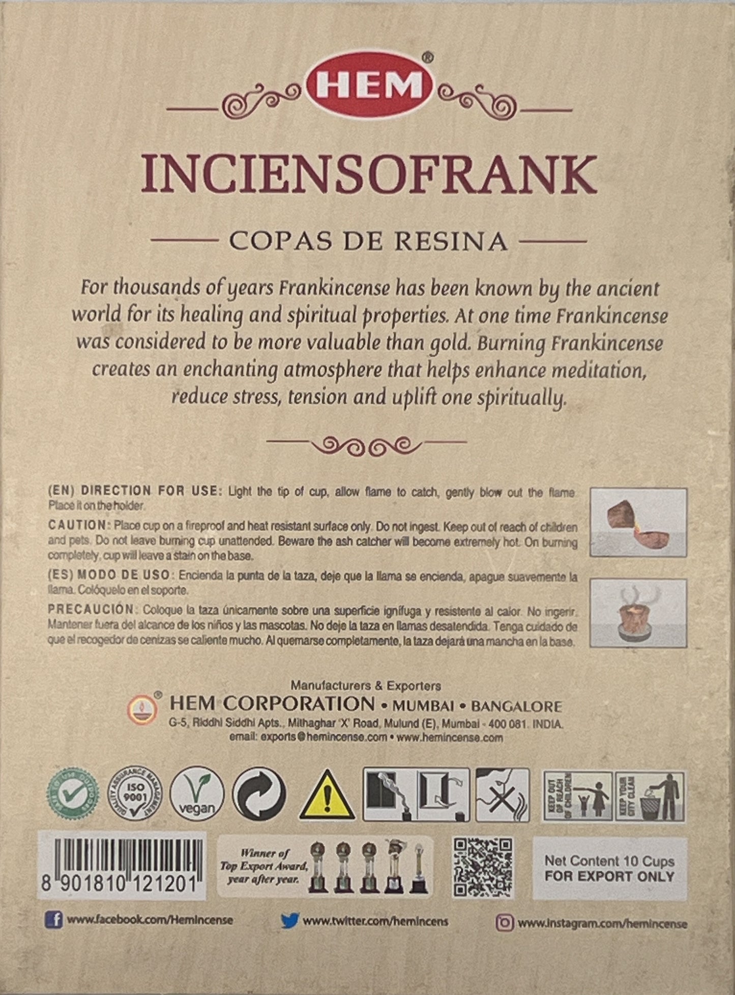 Hem Resin Cups Frankincense
