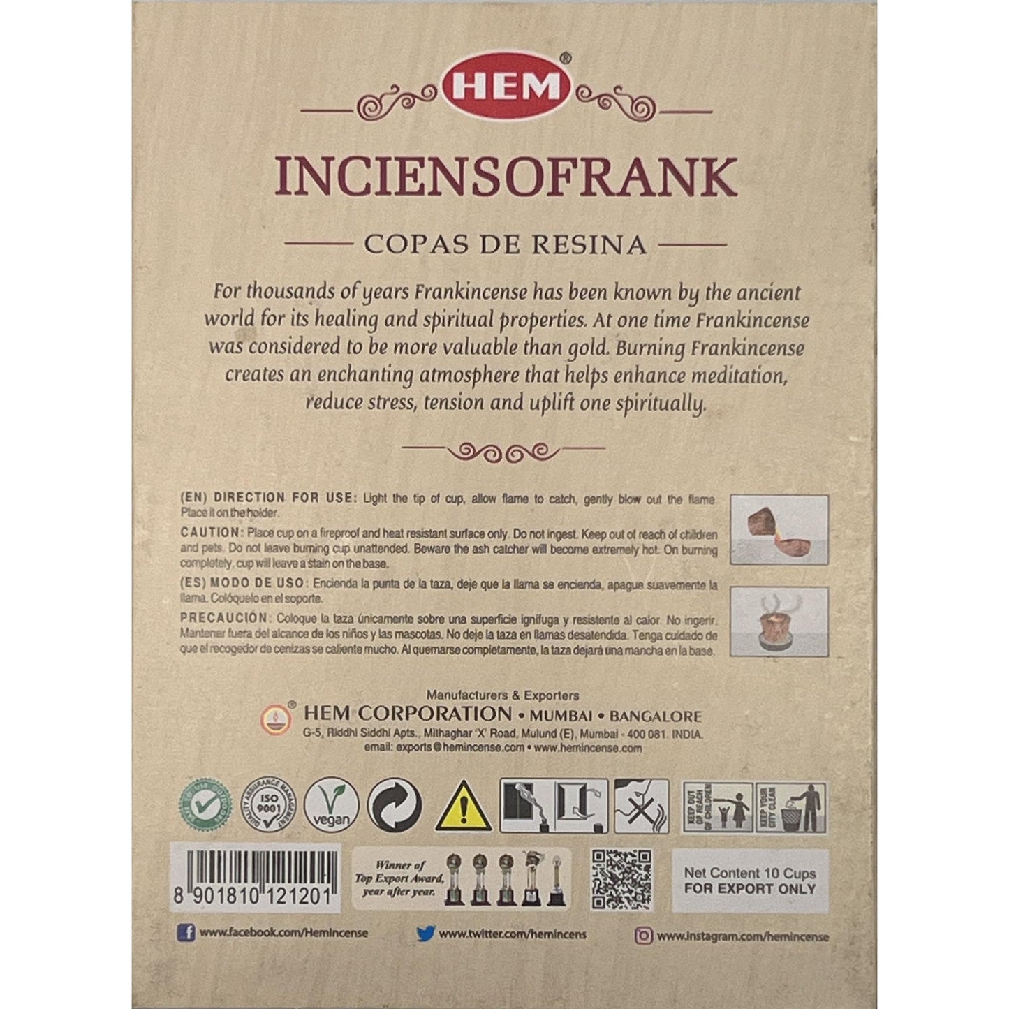 Vasos de resina Hem Incienso