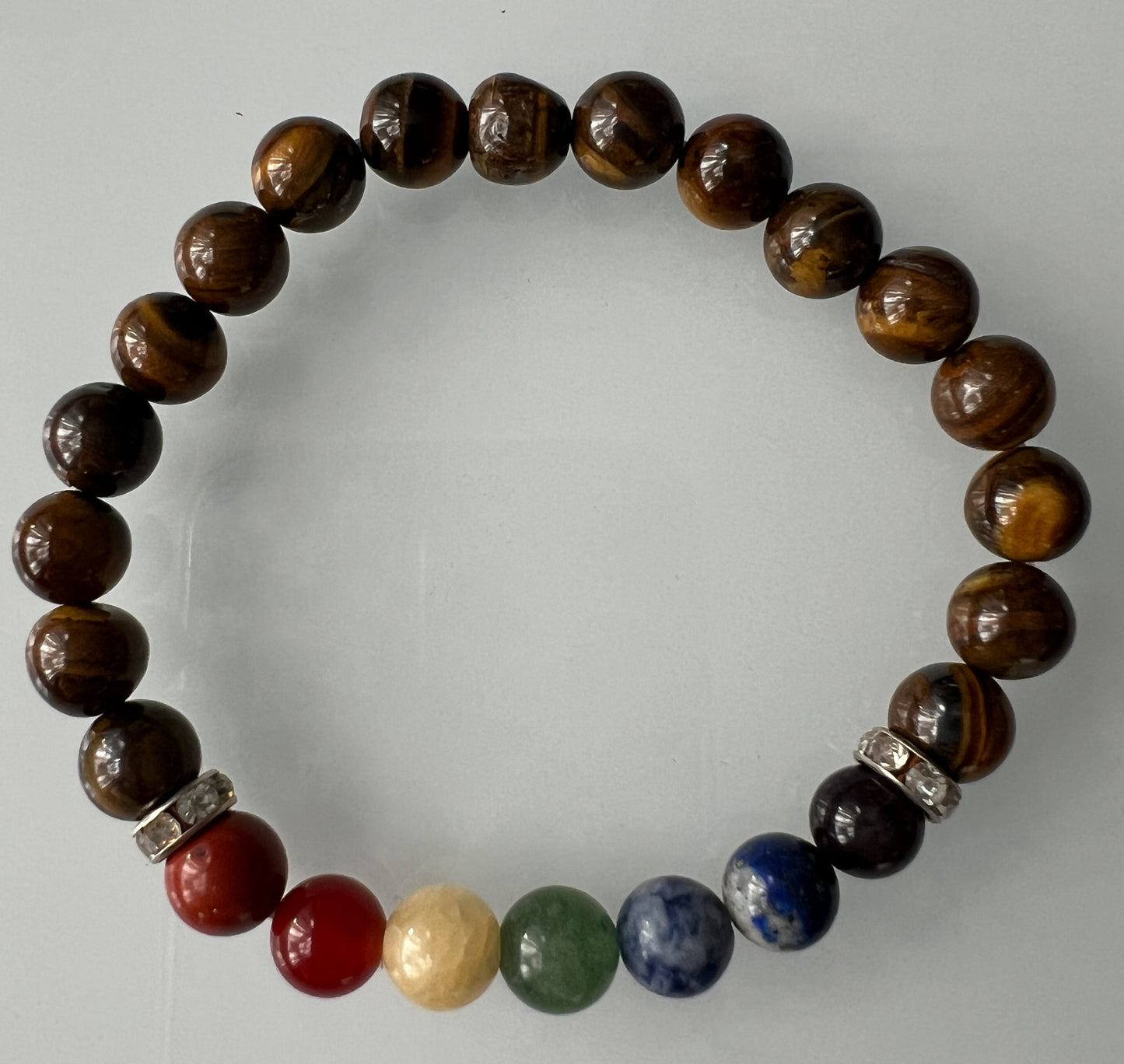 Pulsera Siete Gemas de los Chakras con Ojo de Tigre