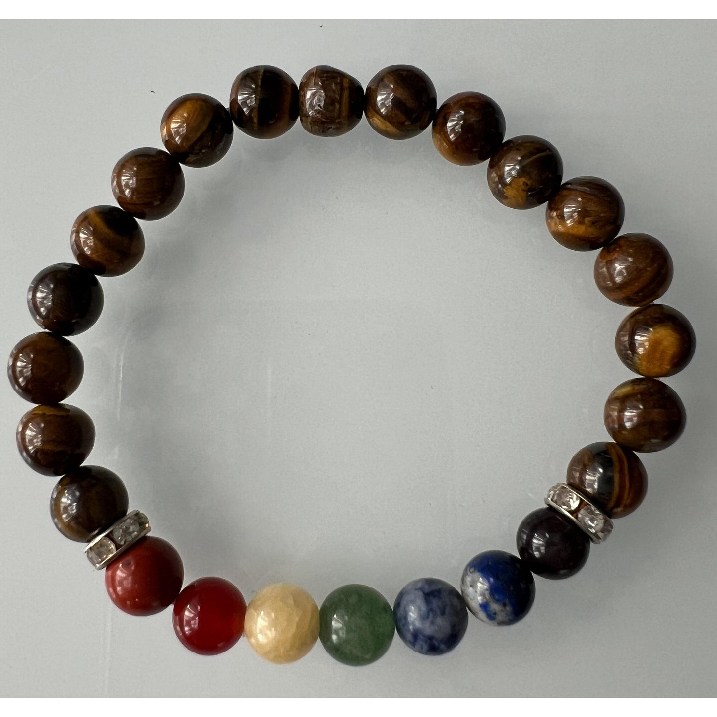 Pulsera Siete Gemas de los Chakras con Ojo de Tigre