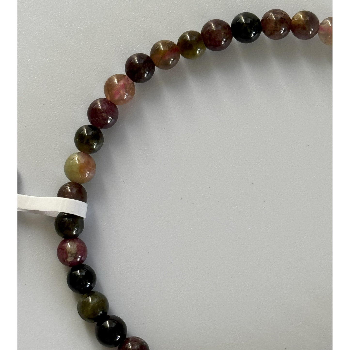 Pulsera elástica de cuentas redondas - Turmalina rosa mixta