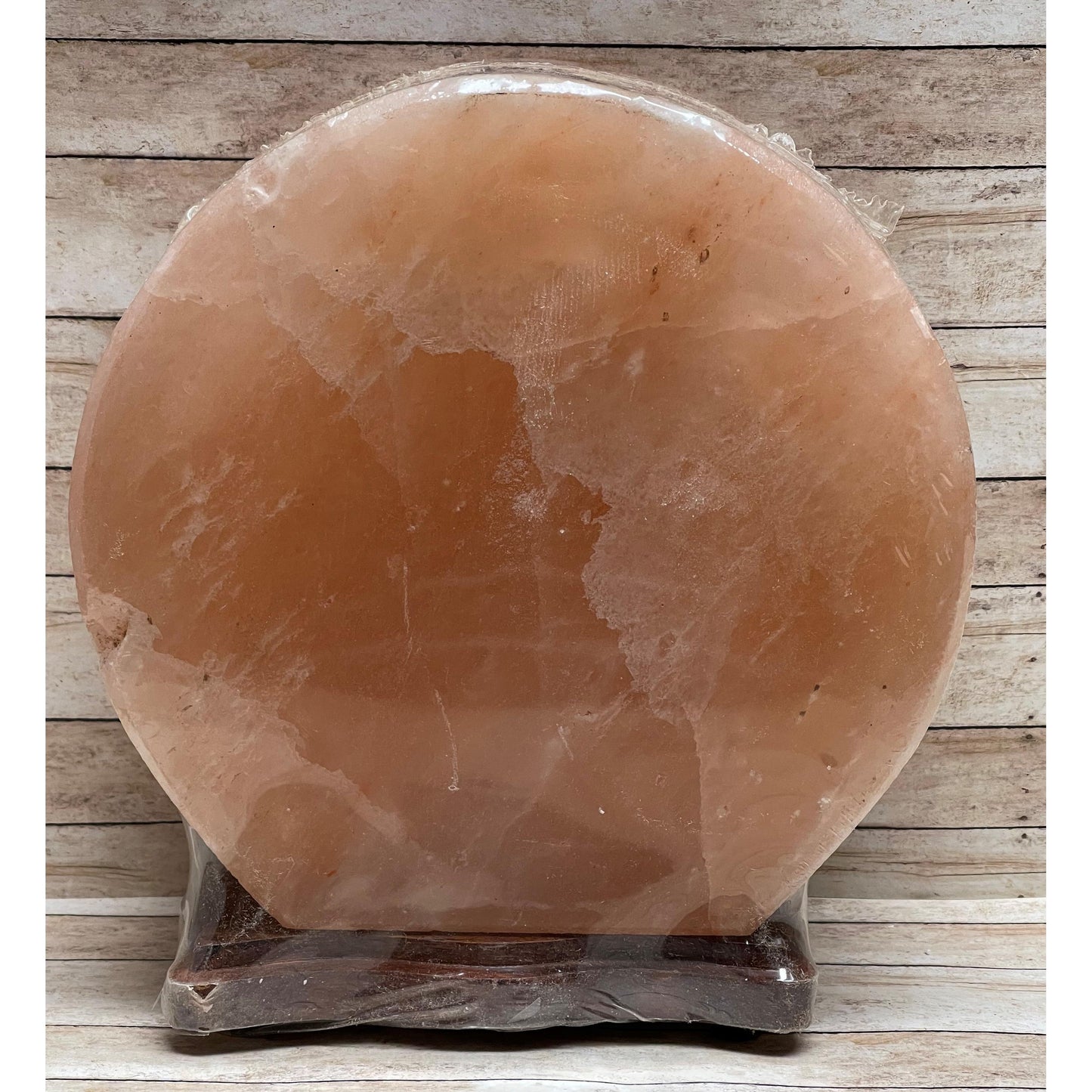 Lámpara de sal con loto de madera