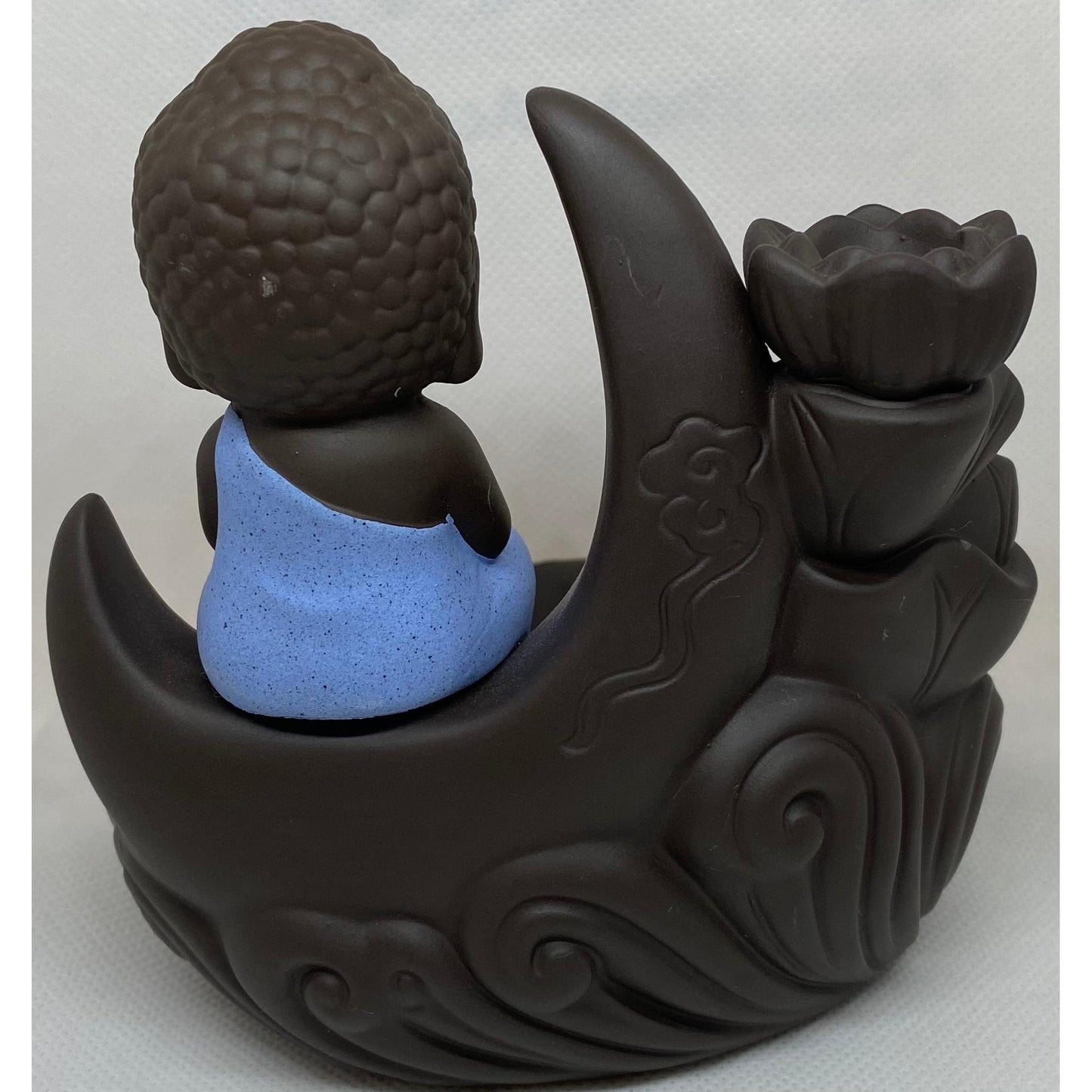 Ceramic Backflow Incense Burner - Moon Buddha