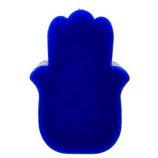 Intention Candle – Blue & White Hamsa (Fatima Hand) Protection Candle