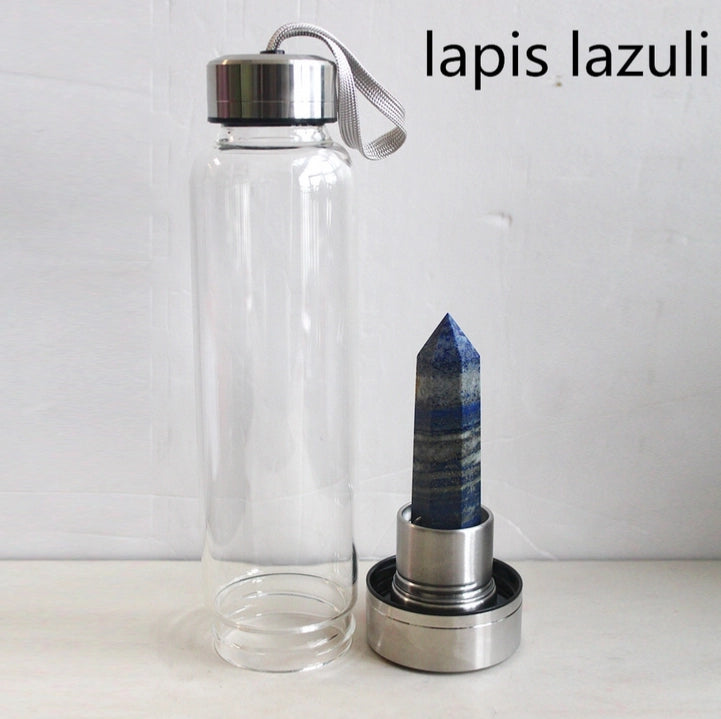 Botella de agua con infusión de cristal