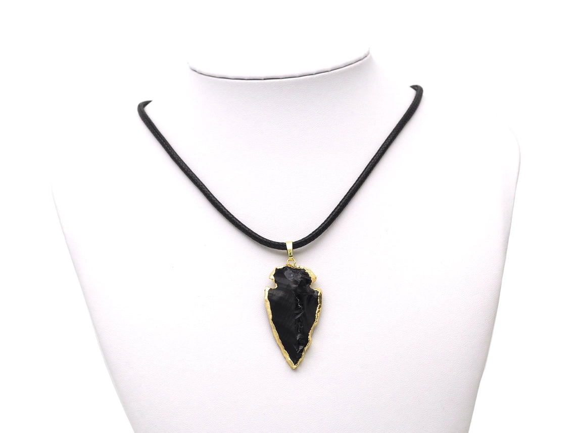 Gold Obsidian Arrow Pendant