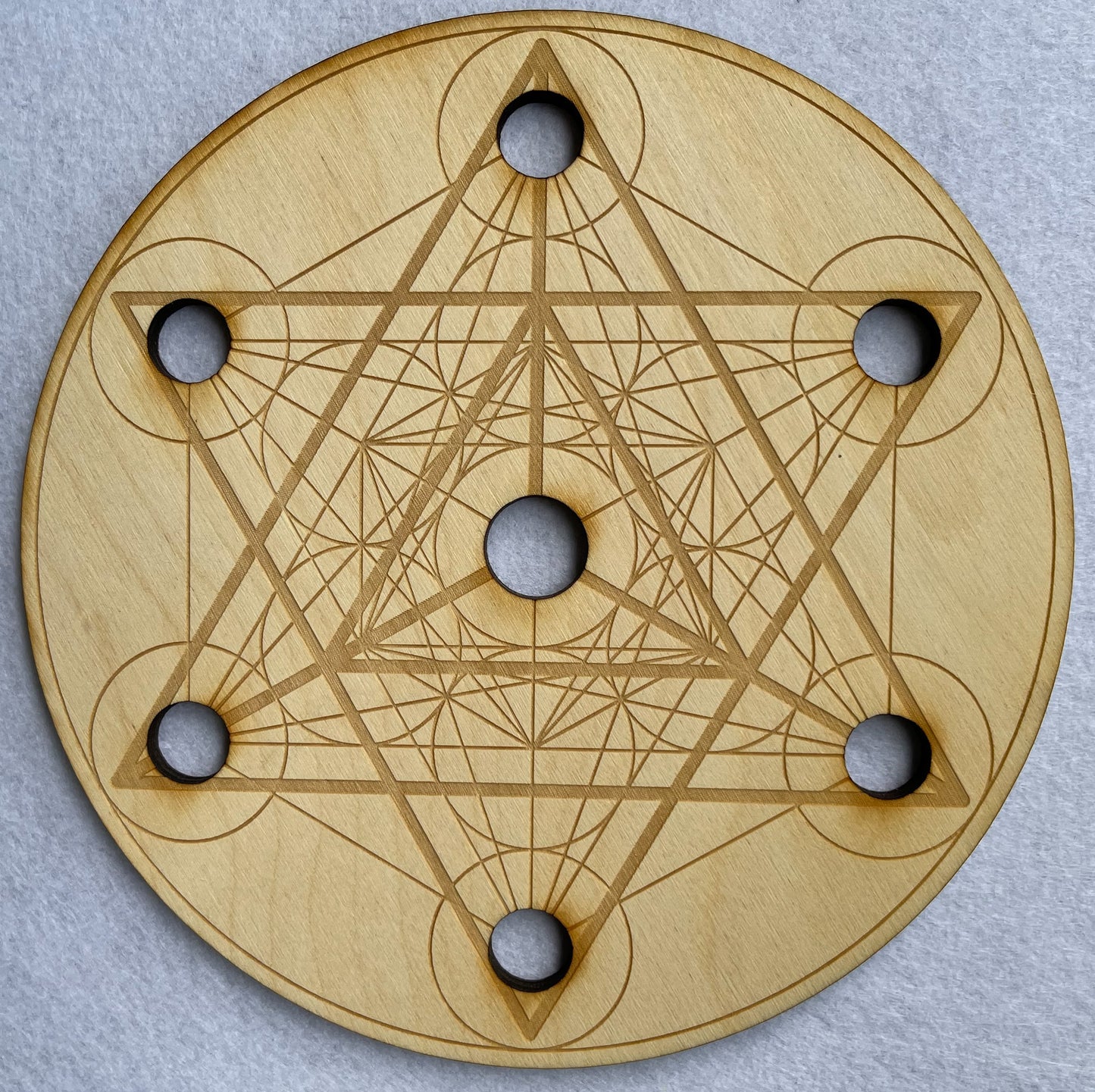 Rejilla de cristal del soporte de la esfera del cubo de Metatrón Merkaba