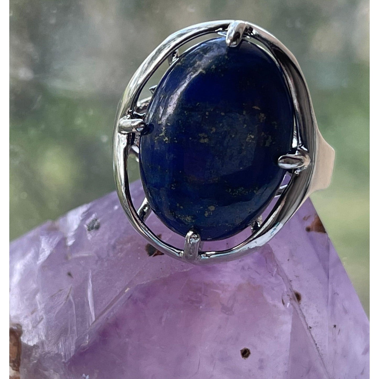 Anillo ajustable con piedra preciosa de lapislázuli