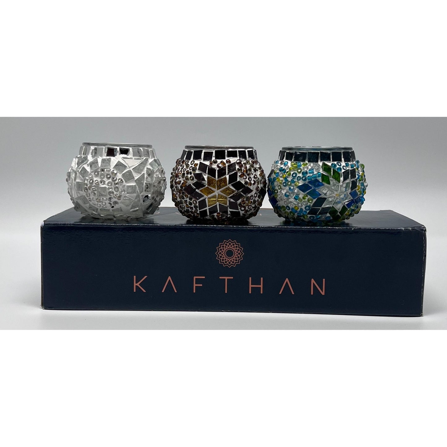 Mosaic Candle Holder, Glass Candle Holder - Set of 3