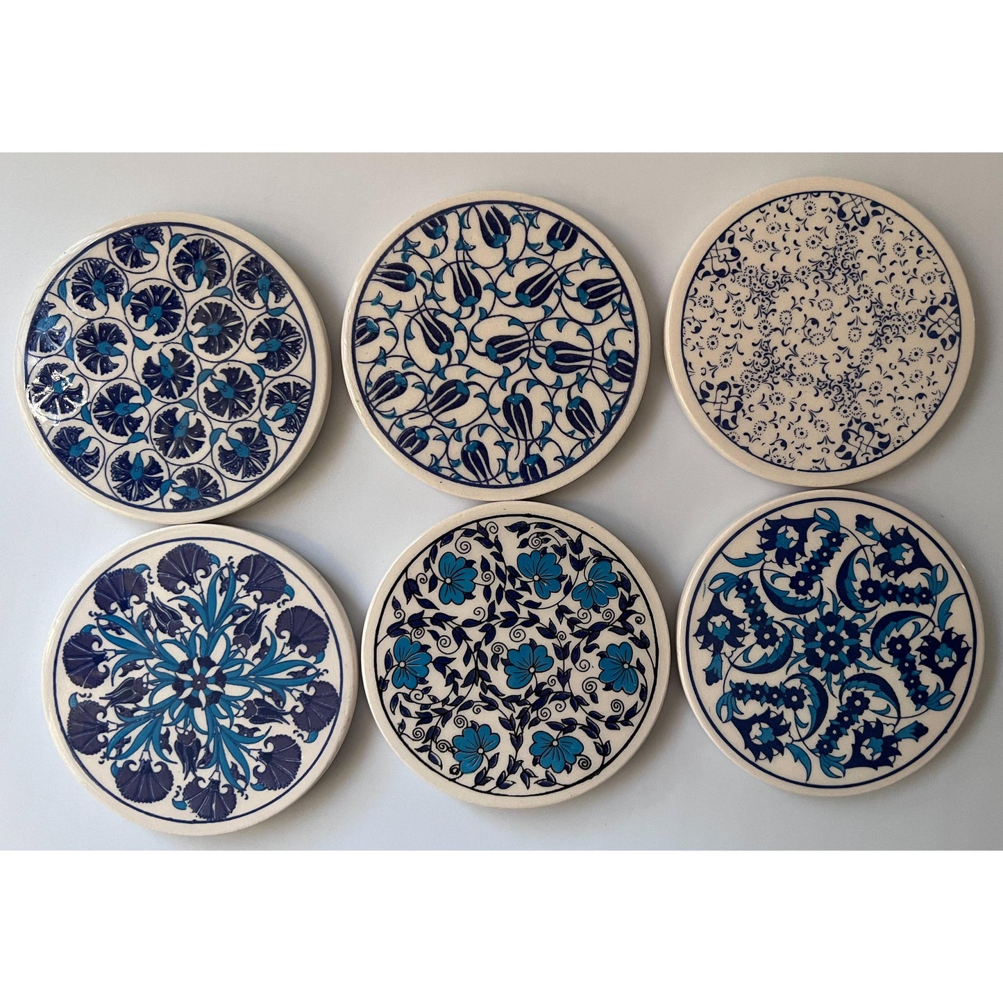 Juego de 6 posavasos de cerámica con diseños turcos