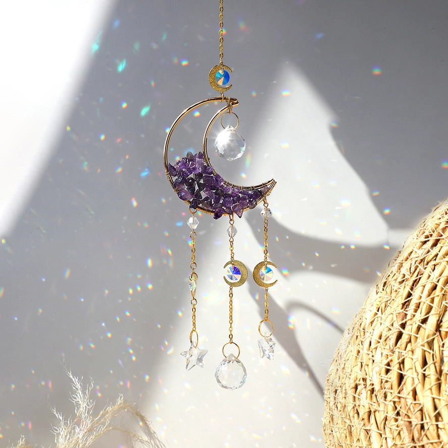 Decoración de prismas de cristal atrapasol lunar