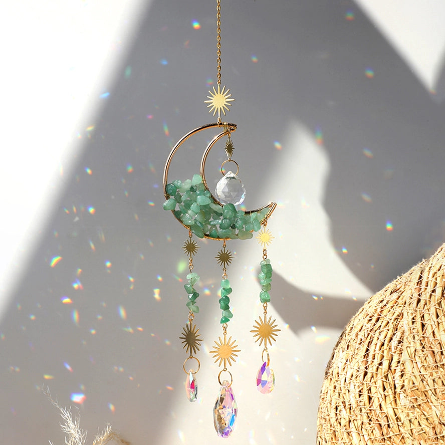 Decoración de prismas de cristal atrapasol lunar