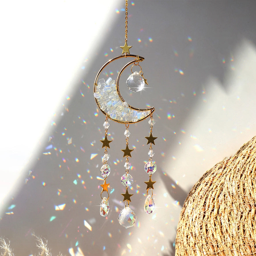 Decoración de prismas de cristal atrapasol lunar