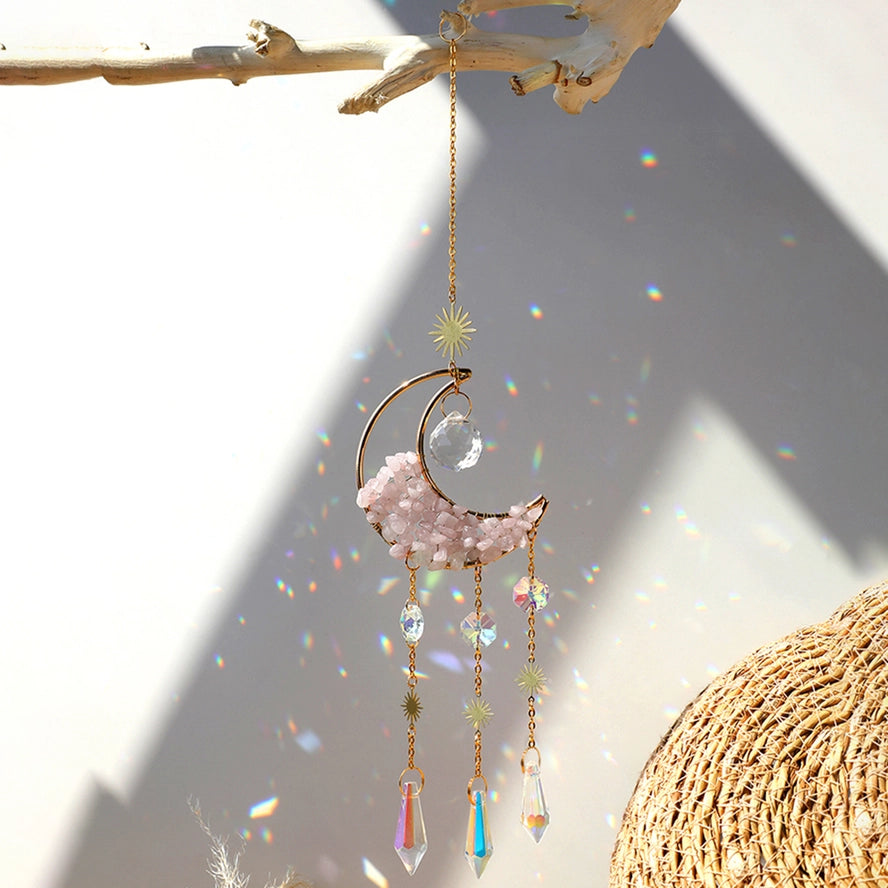Decoración de prismas de cristal atrapasol lunar