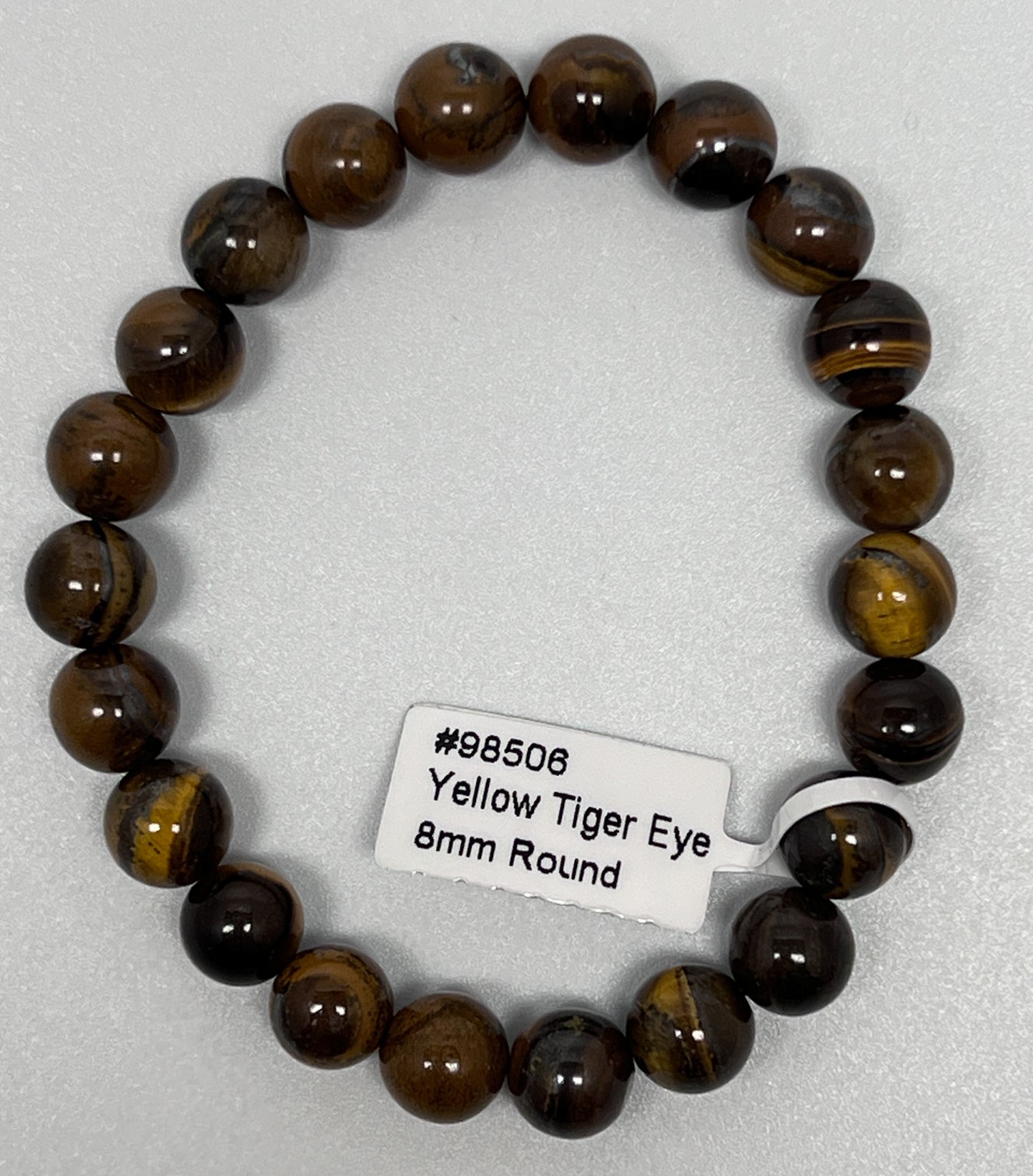 Pulsera elástica de cuentas redondas - Ojo de tigre