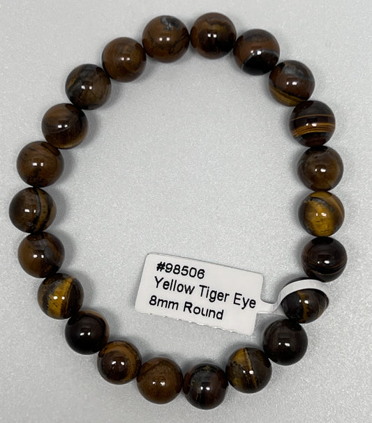 Elastic Bracelet Round Beads- Tiger Eye