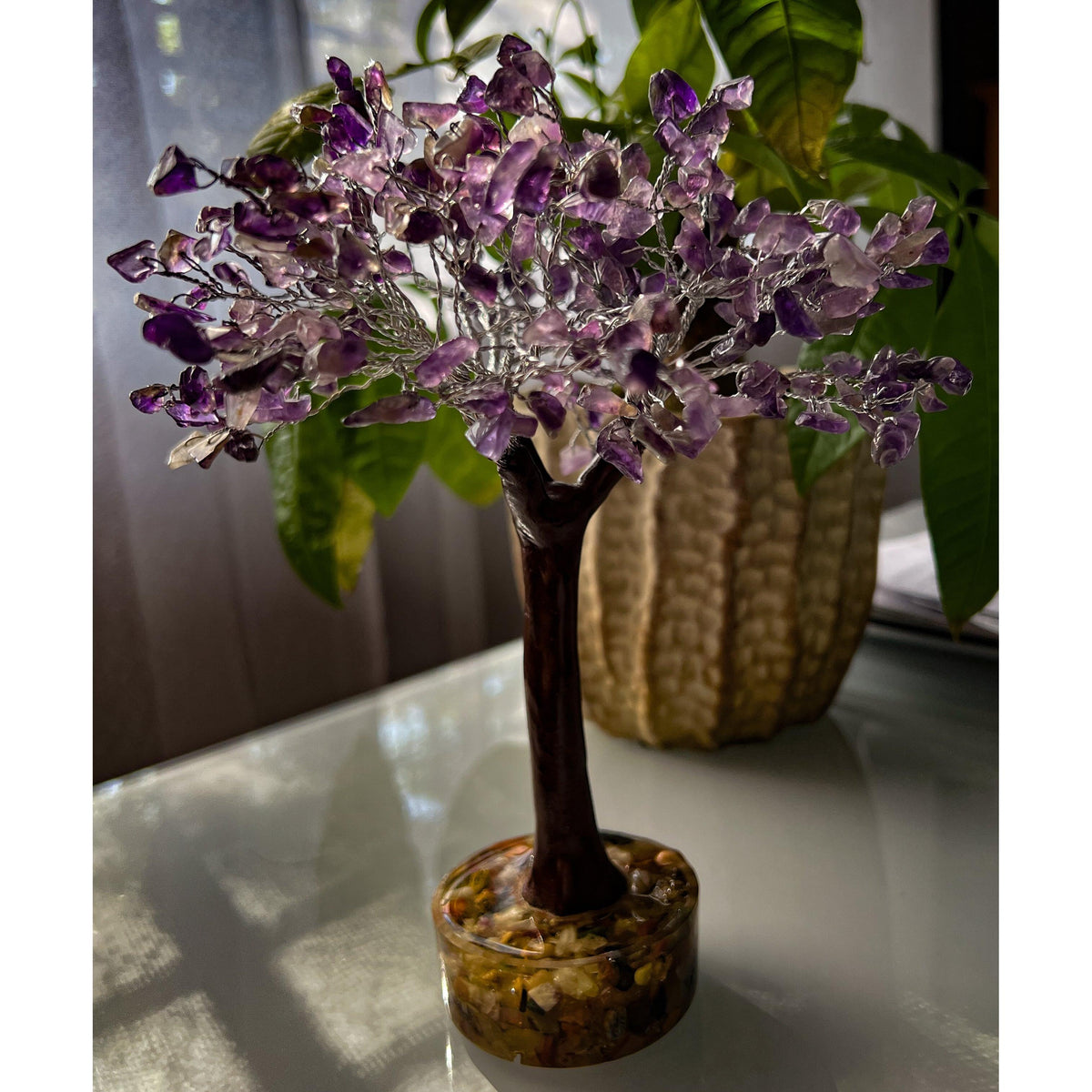 Tree Gemstone with Orgonite Base-Amethyst