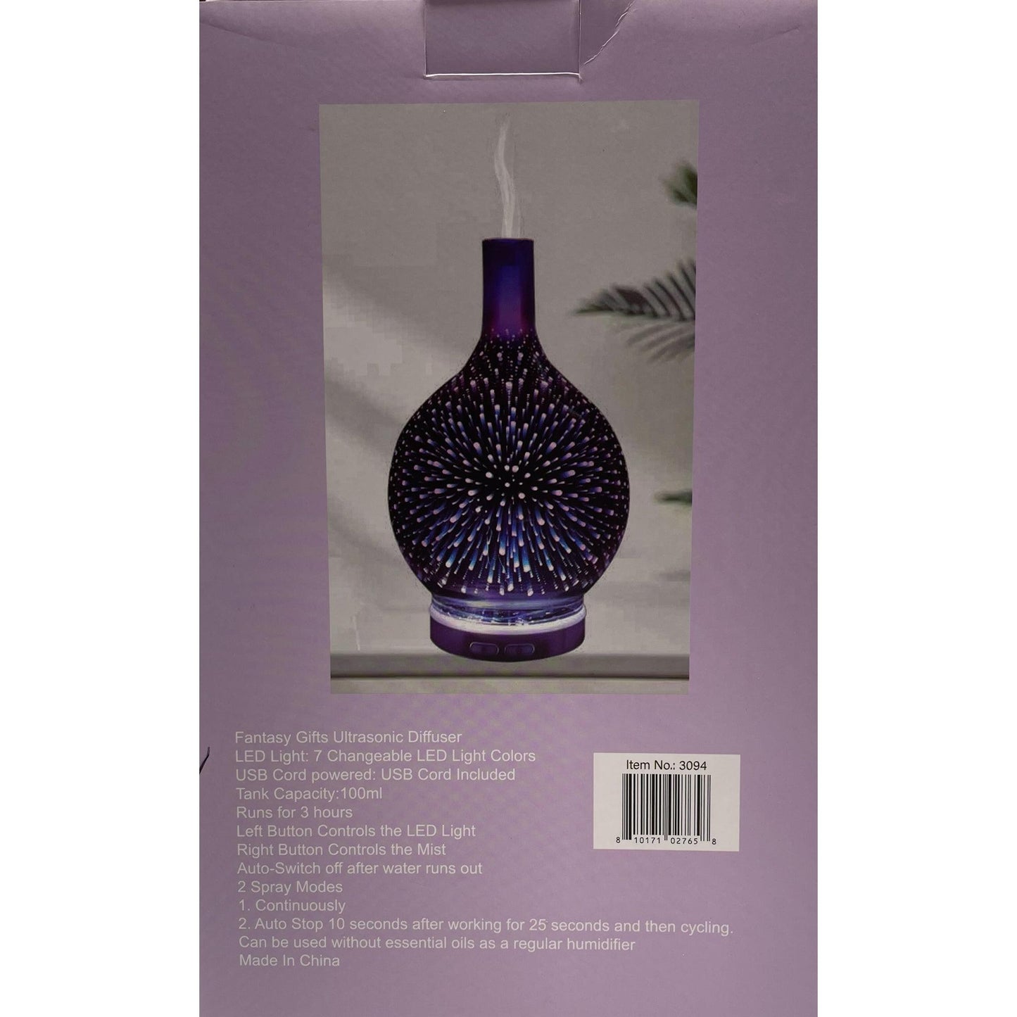 Difusor ultrasónico de fuegos artificiales de vidrio 3D