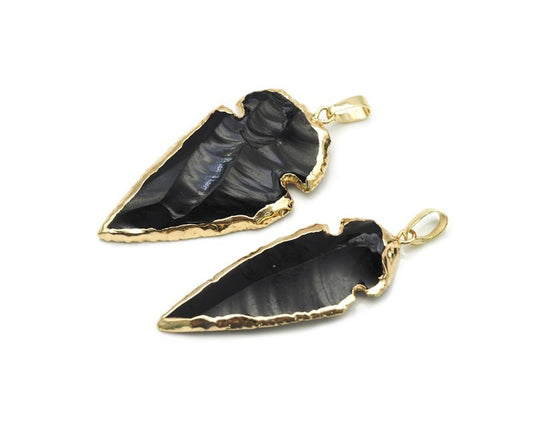 Gold Obsidian Arrow Pendant