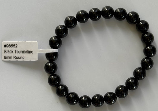 Elastic Bracelet Round Beads- Black Tourmaline
