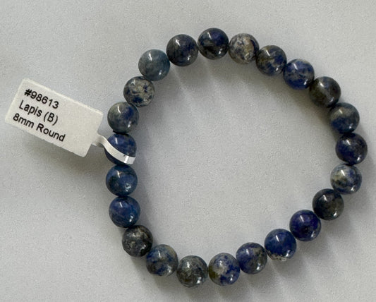 Elastic Bracelet Round Beads- Lapis