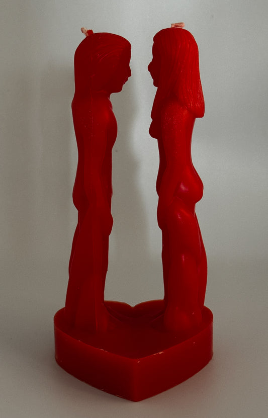 Red Female & Male Face to Face Candle