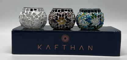 Mosaic Candle Holder, Glass Candle Holder - Set of 3