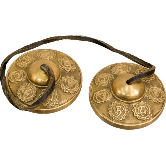 Tibetan Tingshas with 7 Chakras Embossed
