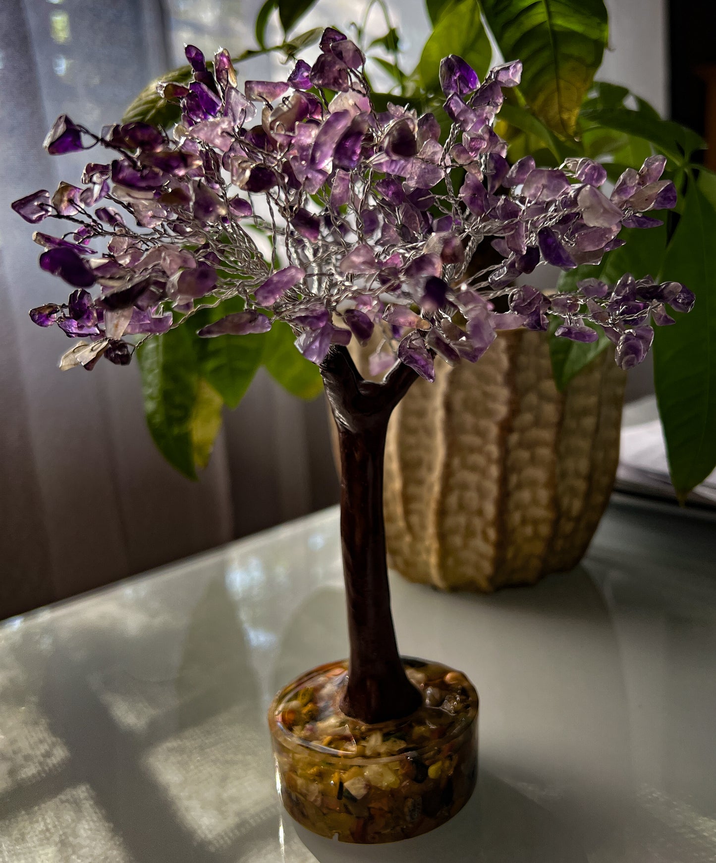 Tree Gemstone with Orgonite Base-Amethyst